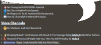a screenshot of a text messaging app with rules for voice channels