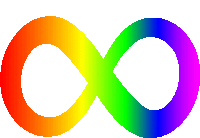 rainbow colored infinity symbol on a white background