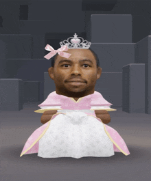 a man wearing a pink dress and tiara