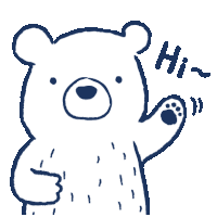 a black and white drawing of a teddy bear says hi