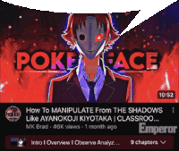 a video titled poke face shows a man wearing a mask