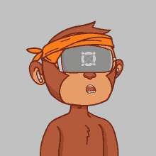 a cartoon of a monkey wearing a headband and virtual reality glasses