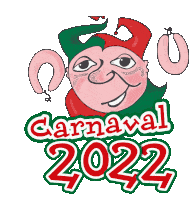 a cartoon drawing of a jester with the words carnaval 2022 below it