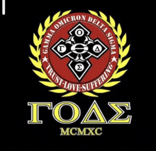 a logo for the gamma omicron delta sigma mcmxc