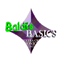 a logo for baldi 's basics with a diamond in the middle