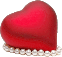 a red heart is surrounded by white pearls