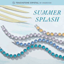 an advertisement for touchstone crystal by swarovski shows bracelets