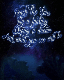 a quote that says " reach the stars fly a fantasy dream a dream and what you see will be "