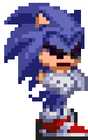 a pixel art drawing of sonic the hedgehog wearing sunglasses .