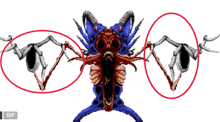 a computer generated image of a monster with a red circle around it