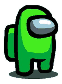 a green among us character with a black outline on a white background