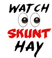 a poster that says " watch stunt hay " with cartoon eyes on it