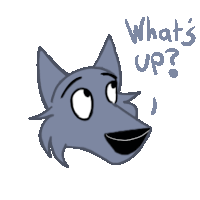 a drawing of a wolf with the words " what 's up " below it