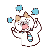 a cat wearing a tie is screaming with steam coming out of its mouth