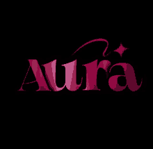 a black background with a pink aura logo