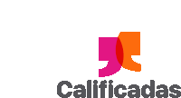 a logo for calificadas with a pink and orange swirl