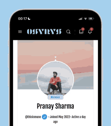 pranay sharma is a member of thisismune and joined may 2022