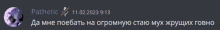 a screenshot of pathetic written in russian on 11/02/2023 9:13