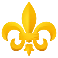 a yellow fleur de lis symbol with a white background