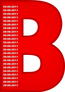 a red letter b with the date 26-06-2011 at the bottom