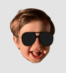 a child wearing sunglasses with his mouth wide open