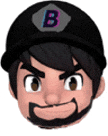 a cartoon character with a beard and a hat with a letter b on it .