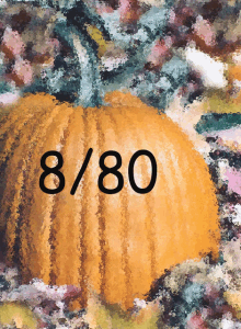 a painting of a pumpkin with the number 8/80 written on it