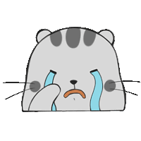 a cartoon of a cat crying with tears running down its face .