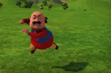 a cartoon character with a mustache is pointing at something