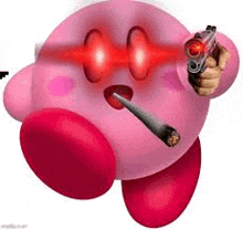 kirby is holding a gun and a cigarette in his mouth .