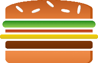 a cartoon illustration of a hamburger with sesame seeds on it