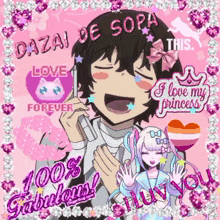 a picture of dazai de sopa is surrounded by glitter
