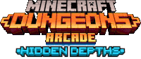 a logo for the minecraft dungeons arcade hidden depths