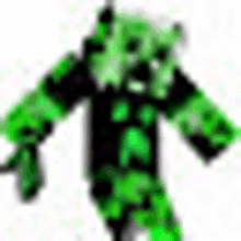 a green creeper from minecraft is standing on a white background holding a gun .