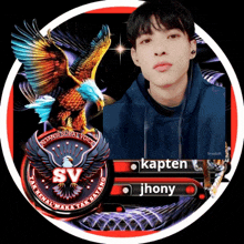 a picture of a man with an eagle and the name jhony on it