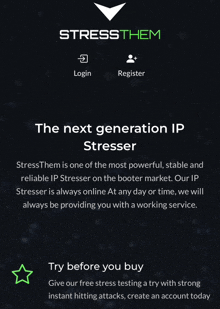 a screenshot of a website that says ' the next generation ip stresser ' on it