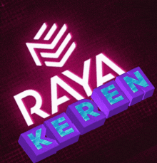 a logo for raya keren with purple letters