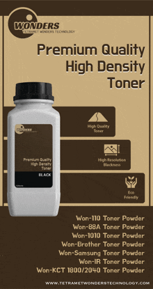 a bottle of premium quality high density toner from wonders