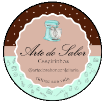 a logo for arte do sabor caseirinhos with a mixer in the center