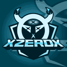 a logo for a company called xzerok with a blue background