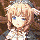 a close up of a anime girl with the words towa de ena y solo de ena written on the bottom