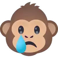 a cartoon monkey with a tear coming out of its nose