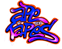 a graffiti style logo for ape tapes with a white background