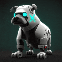 a robotic dog with the letters x on its head