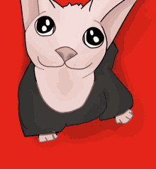 a drawing of a cat wearing a black sweater