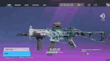 a screenshot of a video game shows a weapon skin called black ice