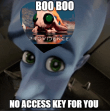 boo boo no access key for you written on a cartoon character