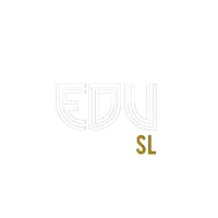 a white background with the words edu sl in gold letters