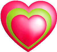 a pink heart with a green stripe around it