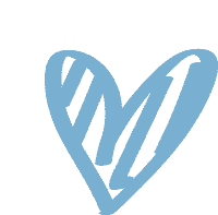 a blue heart with the letter m on the bottom